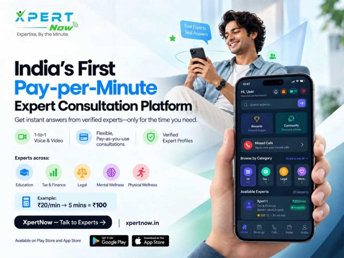 XpertNow campaign image: India's first pay-per-minute expert consultation platform